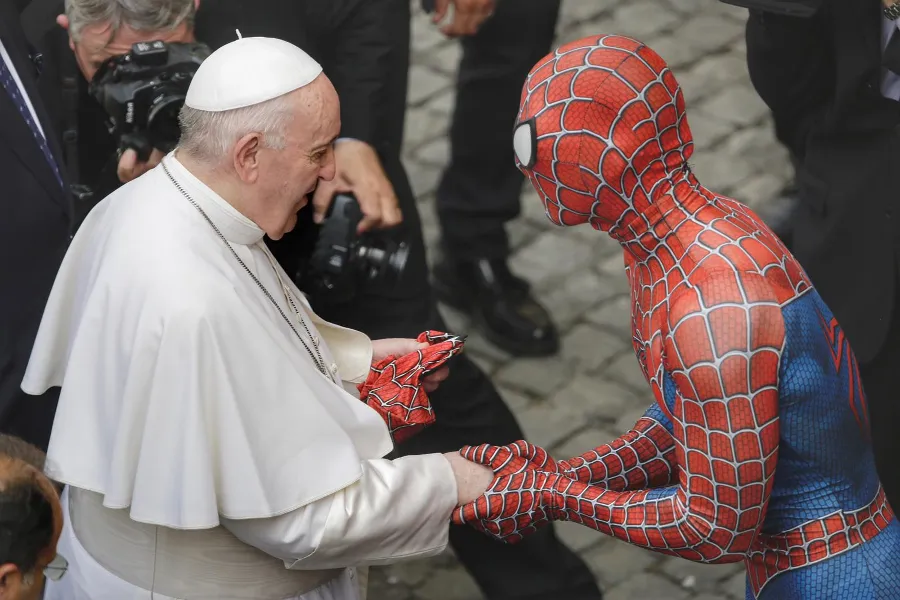 Mattia Villardita, a 28-year-old Italian who dresses up as Spider-Man, attends the general audience at the Vatican, June 23, 2021.?w=200&h=150